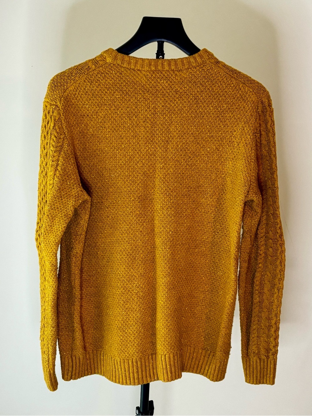 Old Navy Mustard Yellow Cable Knit Crewneck Sweater | Golden Honey Fall Pullover - Picture 3 of 5